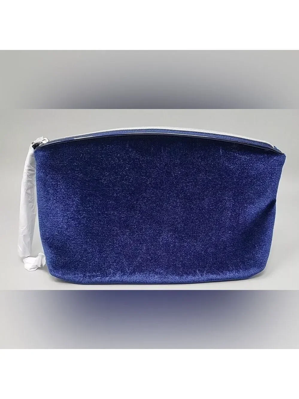 Lancome Dark Blue Velvet Luxury Makeup Cosmetics Bag Wrist Strap Zipper Clutch